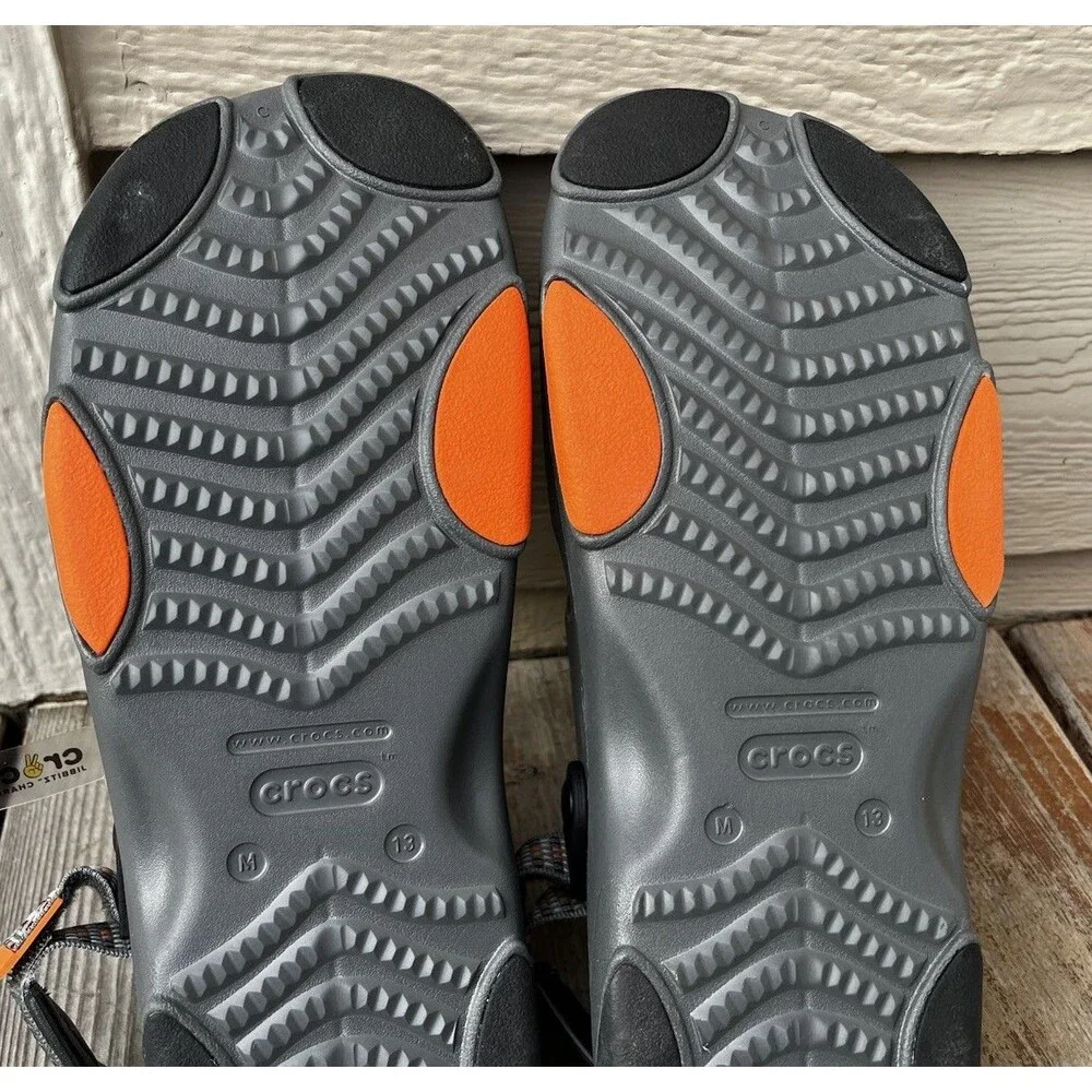 New! Crocs Classic All Terrain Men’s 13 Sandals - Slate Gray/Orange